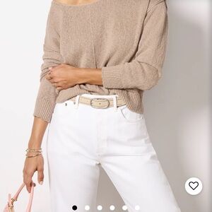 Evereve Off-the-Shoulder Beige Sweater